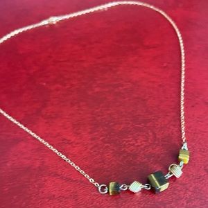 Beautiful 1/20 12kt Gold Necklace Vintage Jewelry Brown Stone Cubes Beads Knots